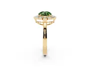 Round Scalloped Cluster Halo Engagement Ring Setting for a Fancy Green Lab-Grown Diamond | Plain Band | Yellow Gold