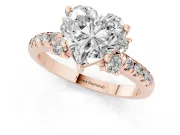 Heart-Shaped Side Stone Pave Engagement Ring Setting | Paired Round Accents | Rose Gold