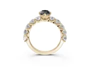 Marquise Side Stone Engagement Ring Setting for a Black Center | Yellow Gold