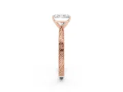 Radiant Cut Engraved Solitaire Engagement Ring Setting | Milgrain Edges | Rose Gold