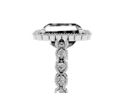 Radiant Cut Milgrain Halo Engagement Ring Setting for a Black Center | Beaded Shoulders | Platinum