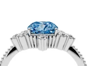 Cushion Cut Cluster Engagement Ring Setting for a Fancy Blue Lab-Grown Diamond | White Gold