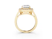 Asscher Cut Halo Engagement Ring Setting | Polished Halo Rim | Yellow Gold
