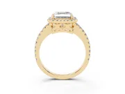 Asscher Cut Halo Engagement Ring Setting | Half Pave Band | Yellow Gold