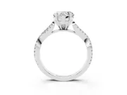 Heart-Shaped Twisted Pavé Solitaire Engagement Ring Setting | Split Shank | White Gold