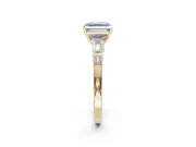 Asscher Cut Tapered Baguette Engagement Ring Setting for a Fancy Blue Lab-Grown Diamond | Bar Set Sides | Yellow Gold