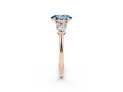 Oval Three-Stone Ring Setting for a Fancy Blue Lab-Grown Diamond | Pear Side Stones | Rose Gold