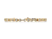 Round Lab-Grown Diamond Vintage Bezel Tennis Bracelet | Milgrain Trio Clusters | Yellow Gold