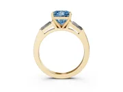 Princess Cut Baguette Engagement Ring Setting for a Fancy Blue Lab-Grown Diamond | Yellow Gold