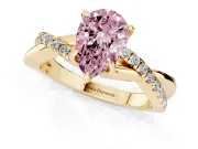 Pear-Shaped Crossover Engagement Ring Setting for a Fancy Pink Lab-Grown Diamond | Yellow Gold