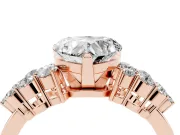 Heart Cut Diamond Cluster Engagement Ring Set in Rose gold with Pavé Band and Prong Setting