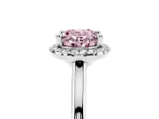 Oval Halo Engagement Ring Setting for a Fancy Pink Lab-Grown Diamond | Plain Polished Band | White Gold