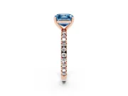 Asscher Cut Pavé Engagement Ring Setting for a Fancy Blue Lab-Grown Diamond | Rose Gold