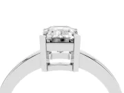 Emerald Cut Solitaire Engagement Ring Setting | Flat Tab Prongs | Sterling Silver