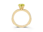 Round Vintage Pavé Engagement Ring Setting for a Fancy Yellow Lab-Grown Diamond | Yellow Gold