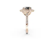 Fancy Black Oval Lab-Grown Diamond Double Halo Statement Ring Set in Rose Gold with Pavé Band