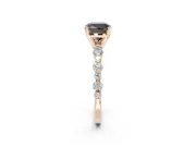 Cushion Cut Pavé Engagement Ring Setting for a Black Center | Alternating Accents | Rose Gold