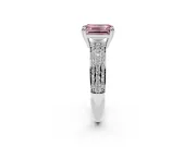 Emerald Cut Three Row Pave Engagement Ring Setting for a Fancy Pink Lab-Grown Diamond | Platinum