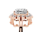 Princess Cut Scalloped Cluster Halo Engagement Ring Setting | Plain Band | Rose Gold