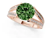 Round Split Shank Pavé Engagement Ring Setting for a Fancy Green Lab-Grown Diamond | Rose Gold