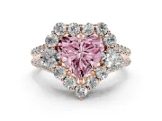 Heart-Shaped Scalloped Halo Engagement Ring Setting for a Fancy Pink Lab-Grown Diamond | Pear Side Stones | Rose Gold