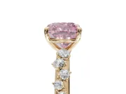 Cushion Cut Graduated Solitaire Engagement Ring Setting for a Fancy Pink Lab-Grown Diamond | Yellow Gold