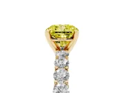 Cushion Cut Shared Prong Engagement Ring Setting for a Fancy Yellow Lab-Grown Diamond | Yellow Gold