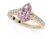 Pear-Shaped Pavé Solitaire Engagement Ring Setting for a Fancy Pink Lab-Grown Diamond | Crossover Gallery | Yellow Gold