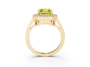 Asscher Cut Halo Engagement Ring Setting for a Fancy Yellow Lab-Grown Diamond | Polished Halo Rim | Yellow Gold