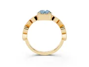 Fancy Blue Oval Cut Diamond Milgrain Marquise Twist Band Ring Set in Yellow gold with Prong Setting