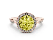 Round Twist Halo Engagement Ring Setting for a Fancy Yellow Lab-Grown Diamond | Rose Gold