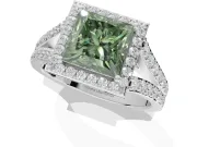 Princess Cut Halo Engagement Ring Setting for a Fancy Green Lab-Grown Diamond | Sterling Silver - Design NV-24520
