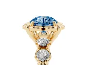 Round Floral Engagement Ring Setting for a Fancy Blue Lab-Grown Diamond | Petal Frame | Yellow Gold