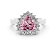 Heart-Shaped Scalloped Halo Engagement Ring Setting for a Fancy Pink Lab-Grown Diamond | White Gold