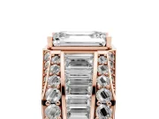 Emerald Cut Men's Graduated Baguette Engagement Ring Setting | Raised Frame Head | Rose Gold