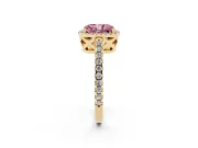 Radiant Cut Pave Halo Engagement Ring Setting for a Fancy Pink Lab-Grown Diamond | Yellow Gold