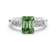 Emerald Cut Five Stone Engagement Ring Setting for a Fancy Green Lab-Grown Diamond | Platinum