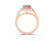 Fancy Pink Heart Cut Diamond Halo Pavé Engagement Ring Set in Rose gold with Bezel Setting