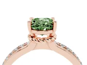 Oval Channel Engagement Ring Setting for a Fancy Green Lab-Grown Diamond | Rose Gold