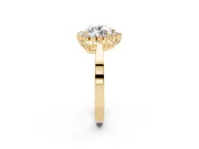 Heart-Shaped Scalloped Halo Engagement Ring Setting | Flat Plain Band | Yellow Gold