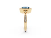 Emerald Cut Milgrain Halo Engagement Ring Setting for a Fancy Blue Lab-Grown Diamond | Graduated Pavé | Yellow Gold