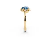 Heart-Shaped Petal Halo Engagement Ring Setting for a Fancy Blue Lab-Grown Diamond | Yellow Gold