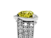 Fancy Yellow Heart Cut Diamond Halo Ring Set in Silver with Accent Split Shank and Prong Setting
