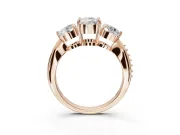 Cushion Cut Three Stone Engagement Ring Setting | Tapered Pave Band | Rose Gold