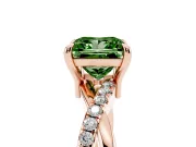 Fancy Green Princess Cut Diamond Twist Band Solitaire Set in Rose gold with Pavé Accents and Prong Setting