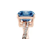 Asscher Cut Twisted Pavé Solitaire Engagement Ring Setting for a Fancy Blue Lab-Grown Diamond | Open Basket | Rose Gold