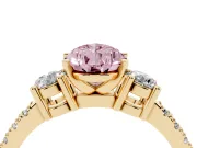 Pear-Shaped Three Stone Engagement Ring Setting for a Fancy Pink Lab-Grown Diamond | Pavé Band | Yellow Gold