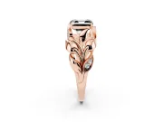 Asscher Cut Leaf Bypass Engagement Ring Setting for a Black Center | Pavé Leaf Accents | Rose Gold