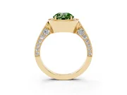Round Milgrain Halo Engagement Ring Setting for a Fancy Green Lab-Grown Diamond | Side Stones | Yellow Gold