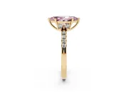 Marquise Side Stone Pave Engagement Ring Setting for a Fancy Pink Lab-Grown Diamond | Paired Round Accents | Yellow Gold